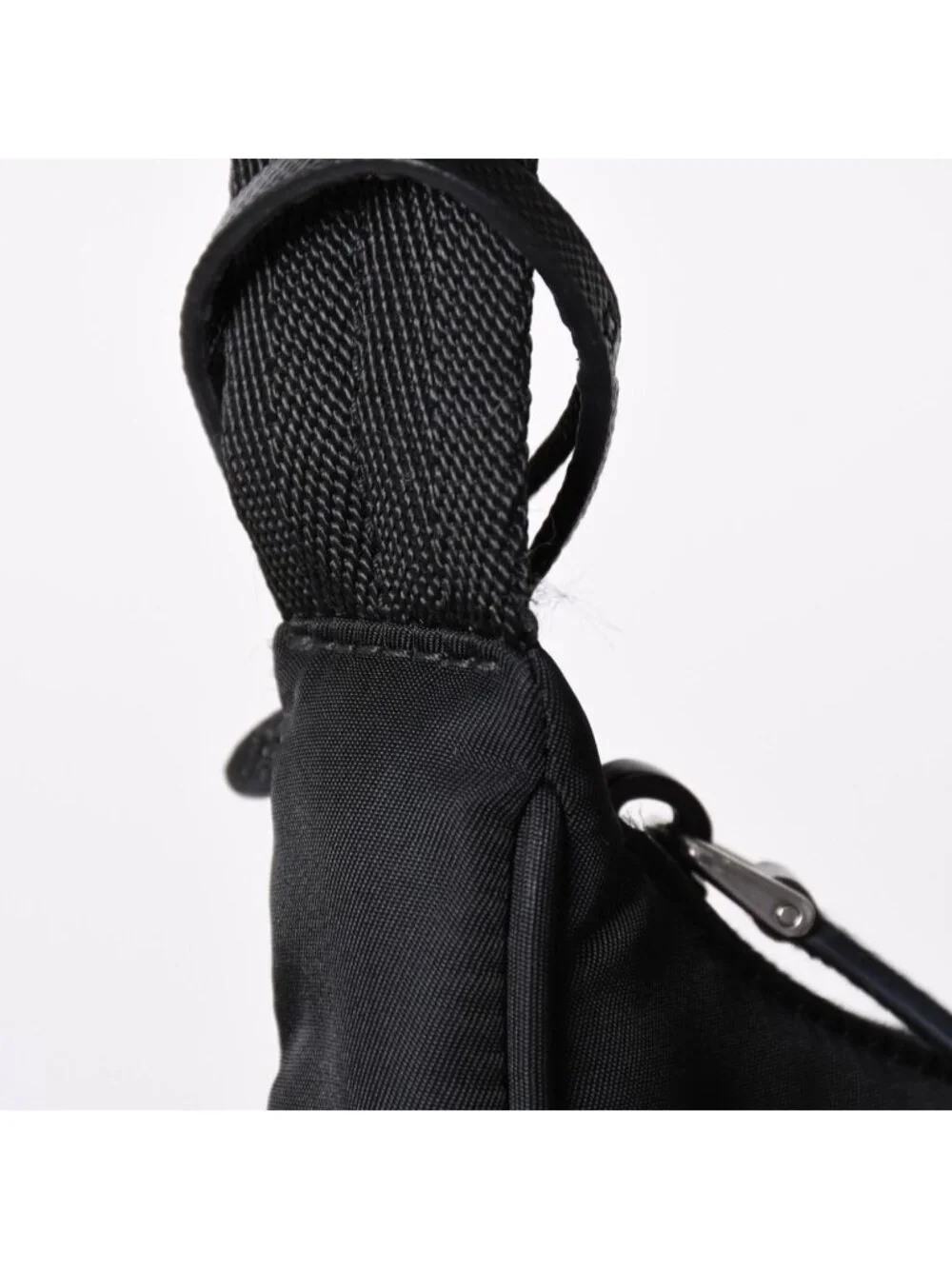Prada Hobo Nylon Black Triangle Logo Silver